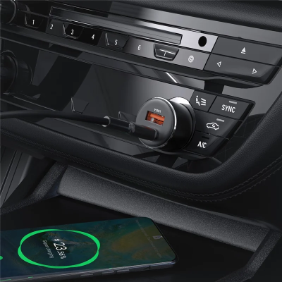 ACEFAST B12 Chargeur de voiture 60W USB-A + Type-C Adaptateur de charge rapide pour téléphone