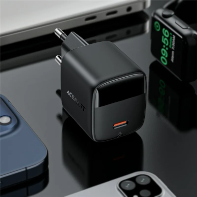 ACEFAST A115 PD 30W GaN USB-C Wall Charger with LED Display Fast Charger Adapter for Smartphones / Tablets - EU Plug