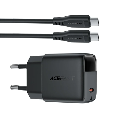 ACEFAST A113 For PD20W USB-C GaN Charger Kit LED Display Fast Charging High Efficiency Adapter - EU Plug